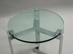 Jacques Quinet Pair French Mid Century Modern Silver Leaf Iron End Tables Style Jacques Quinet - 4091138