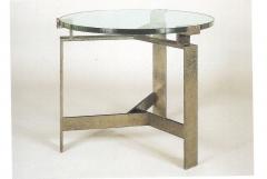 Jacques Quinet Pair French Mid Century Modern Silver Leaf Iron End Tables Style Jacques Quinet - 4091139