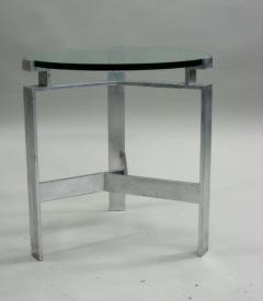 Jacques Quinet Pair French Mid Century Modern Silver Leaf Iron End Tables Style Jacques Quinet - 4091165