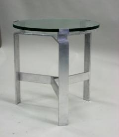 Jacques Quinet Pair French Mid Century Modern Silver Leaf Iron End Tables Style Jacques Quinet - 4091166