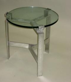 Jacques Quinet Pair French Mid Century Modern Silver Leaf Iron End Tables Style Jacques Quinet - 4091167