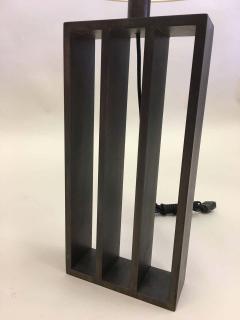 Jacques Quinet Pair of French Wrought Iron Minimalist Table Lamps in Style of Jacques Quinet - 1736657