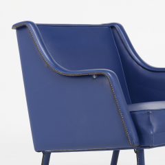 Jacques Quinet stylish armchair Footstool in Blue Stitched Moleskin - 2090049