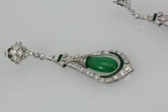 Jade Enamel Diamond Long Earrings - 3451343