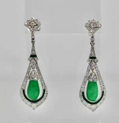 Jade Enamel Diamond Long Earrings - 3451350