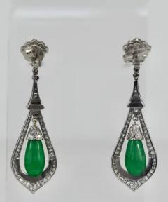 Jade Enamel Diamond Long Earrings - 3451360