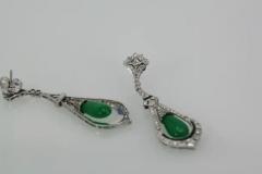 Jade Enamel Diamond Long Earrings - 3451450