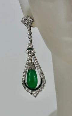 Jade Enamel Diamond Long Earrings - 3451533