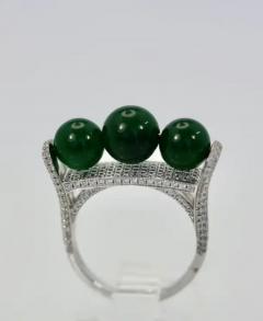 Jadeite Bead and Diamond Ring 18K - 3455143