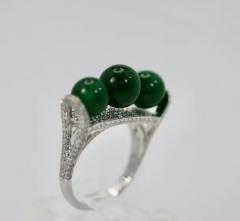 Jadeite Bead and Diamond Ring 18K - 3455155