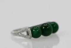 Jadeite Bead and Diamond Ring 18K - 3455262