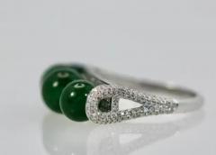 Jadeite Bead and Diamond Ring 18K - 3455275