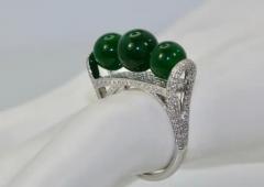 Jadeite Bead and Diamond Ring 18K - 3455279