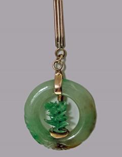 Jadeite Jade Circle Pendant in 14K - 331139