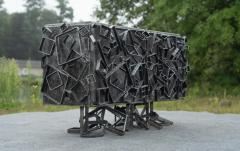 James Anthony Bearden James Bearden Cosmic Array Brutalist 2 Door Cabinet Steel with Metallic Wash - 4302426