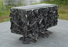 James Anthony Bearden James Bearden Cosmic Array Brutalist 2 Door Cabinet Steel with Metallic Wash - 4302437