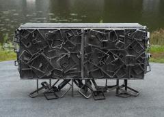 James Anthony Bearden James Bearden Cosmic Array Brutalist 2 Door Cabinet Steel with Metallic Wash - 4302466