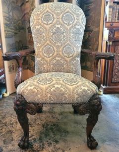 James Hicks Irish Hand Carved Armchair with Lions Heads Hairy Paw Feet - 3134351