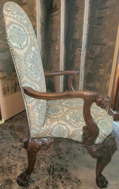 James Hicks Irish Hand Carved Armchair with Lions Heads Hairy Paw Feet - 3134358