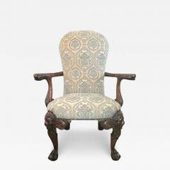 James Hicks Irish Hand Carved Armchair with Lions Heads Hairy Paw Feet - 3137270