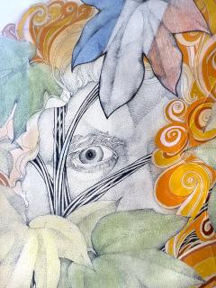 James J Spanfeller Psychedelic Two Eyes with Groovy Plant Flowers - 4423168