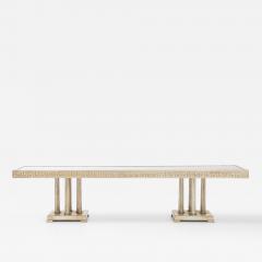 James Mont 1950s Large Gilt and Silver Leafed Greek key Coffee table by James Mont  - 4622218