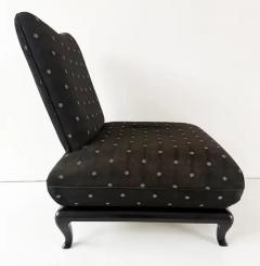 James Mont Asian Modern Upholstered Slipper Chairs in James Mont Style Pair - 4097054