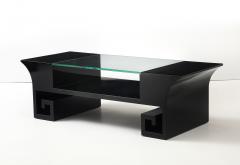 James Mont Black Lacquered Oriental Coffee Table After James Mont - 4623211