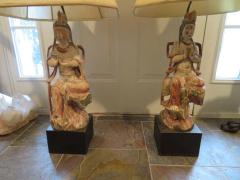 James Mont Dramatic Pair of James Mont Hollywood Regency Chinese Figural Lamps Mid Century - 1544442
