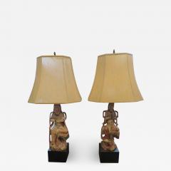 James Mont Dramatic Pair of James Mont Hollywood Regency Chinese Figural Lamps Mid Century - 1545259