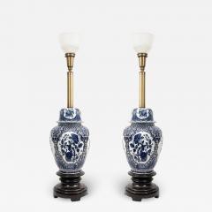 James Mont EXCEPTIONAL PAIR OF BLUE WHITE CHINOISERIE GINGER JAR CERAMIC LAMPS - 3153961