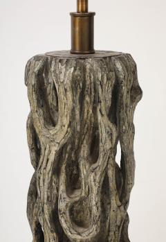 James Mont Exceptional Pair of Carved Gnarly Tree Form Lamps by James Mont  - 4272014