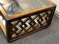 James Mont GOLD METALLIC LEAF WOOD LATTICE MIRROR DOUBLE TIER COFFEE TABLE BY JAMES MONT - 3589825