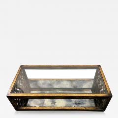 James Mont GOLD METALLIC LEAF WOOD LATTICE MIRROR DOUBLE TIER COFFEE TABLE BY JAMES MONT - 3592471