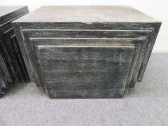 James Mont Handsome Pair of James Mont Style Stacked Pyramid Cerused End Tables - 1497578