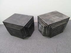 James Mont Handsome Pair of James Mont Style Stacked Pyramid Cerused End Tables - 1497584