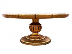 James Mont Hollywood Regency Round Cocktail Table in Gold Marble in Style of James Mont - 2559547