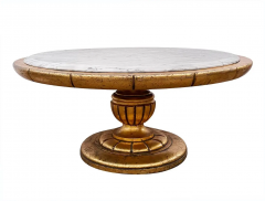 James Mont Hollywood Regency Round Cocktail Table in Gold Marble in Style of James Mont - 2559552