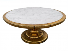 James Mont Hollywood Regency Round Cocktail Table in Gold Marble in Style of James Mont - 2559559