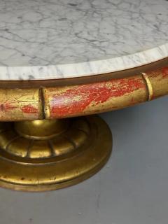 James Mont Hollywood Regency Round Cocktail Table in Gold Marble in Style of James Mont - 3761383