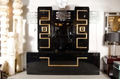 James Mont Important and Stunning Custom Cabinet in Black Lacquer Gilt by James Mont - 1522760