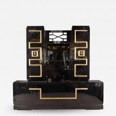 James Mont Important and Stunning Custom Cabinet in Black Lacquer Gilt by James Mont - 1523056