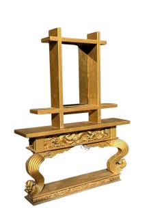James Mont JAMES MONT GILDED CARVED WOOD CHINOISERIE CONSOLE ILLUMINATED MIRROR - 4455505