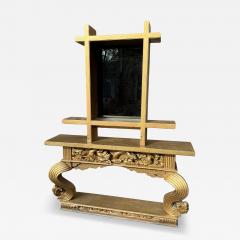 James Mont JAMES MONT GILDED CARVED WOOD CHINOISERIE CONSOLE ILLUMINATED MIRROR - 4461325