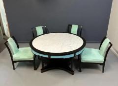 James Mont James Mont Style Chinoiserie Marble Top Low Dining Table and Chairs - 3235088