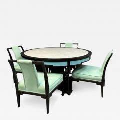 James Mont James Mont Style Chinoiserie Marble Top Low Dining Table and Chairs - 3241292