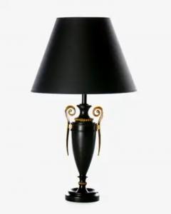 James Mont James Mont Style Neoclassical Black Urn Lamps with Brass Handles by Stiffel 1960 - 3928413