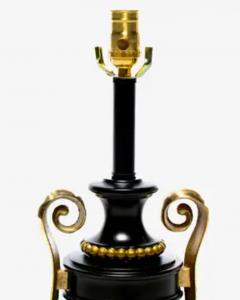 James Mont James Mont Style Neoclassical Black Urn Lamps with Brass Handles by Stiffel 1960 - 3928454