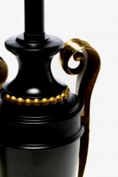 James Mont James Mont Style Neoclassical Black Urn Lamps with Brass Handles by Stiffel 1960 - 3928458