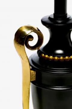 James Mont James Mont Style Neoclassical Black Urn Lamps with Brass Handles by Stiffel 1960 - 3928459